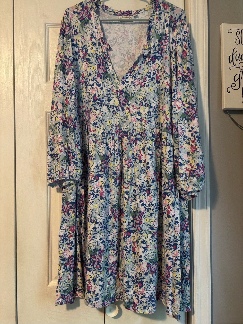 Wonderly White Multi-Color Floral Midi Dress